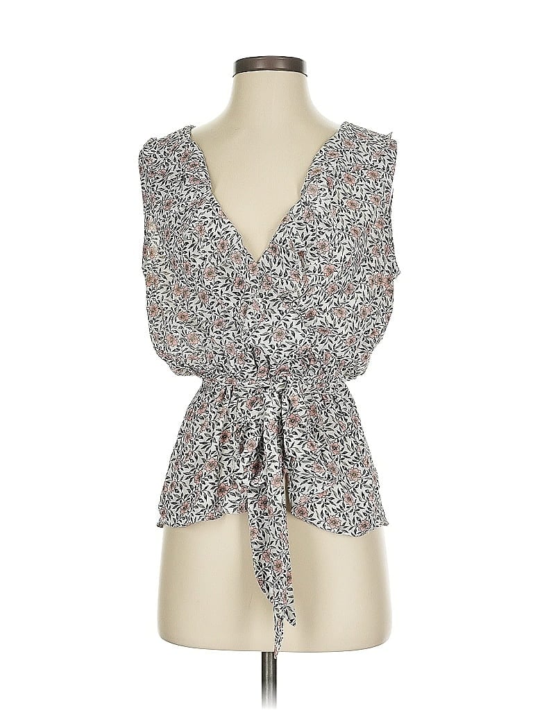 Pre-owned Max Studio Sleeveless Blouse In White