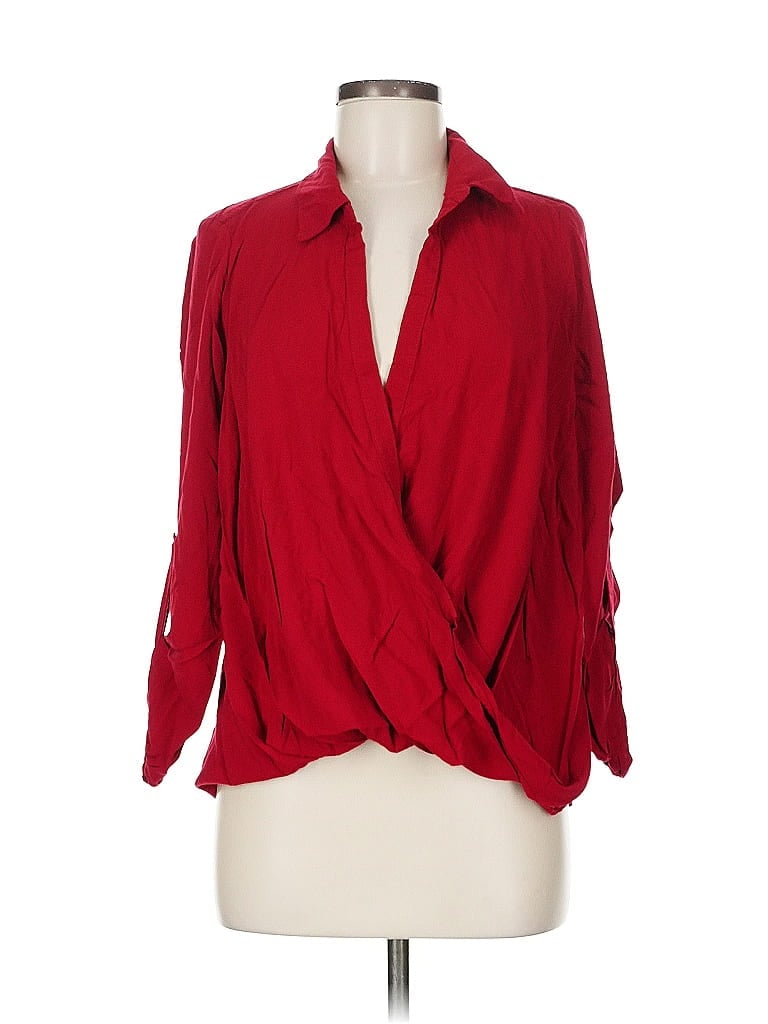 Pre-owned Karen Kane 3/4 Sleeve Blouse In Red