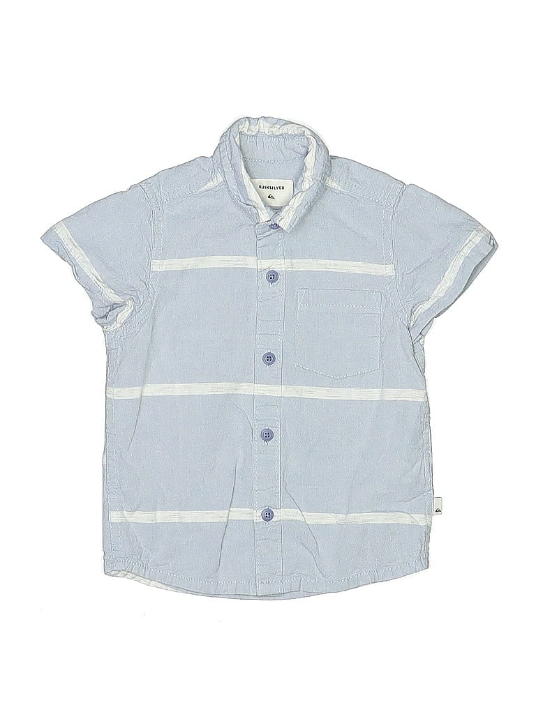 Click to view more detailed imagery on our partner's website Pre-owned Quiksilver Kids' Short Sleeve Button Down Shirt In Blue