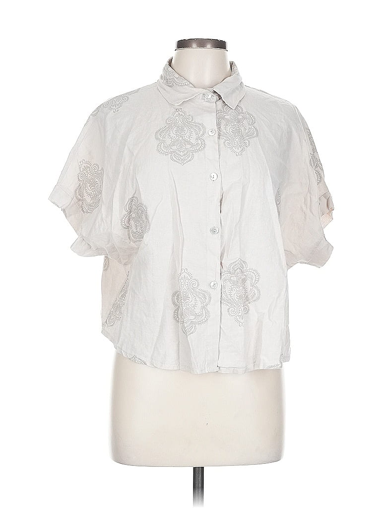 Pre-owned Assorted Brands Short Sleeve Blouse In White