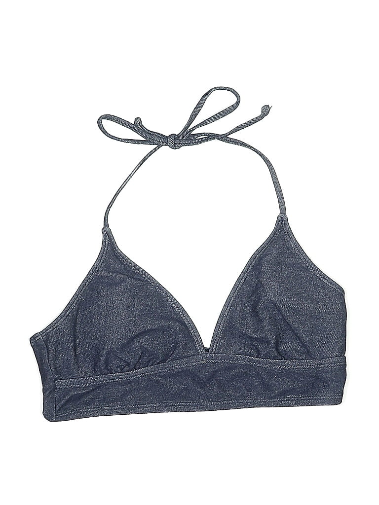 Pre-owned Forever 21 Swimsuit Top Gray Chevron/herringbone Pattern Swimwear