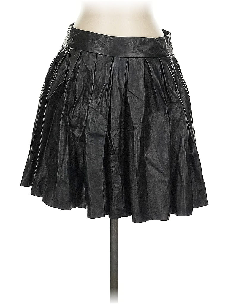 Pre-owned Alice And Olivia Alice + Olivia Leather Skirt In Black
