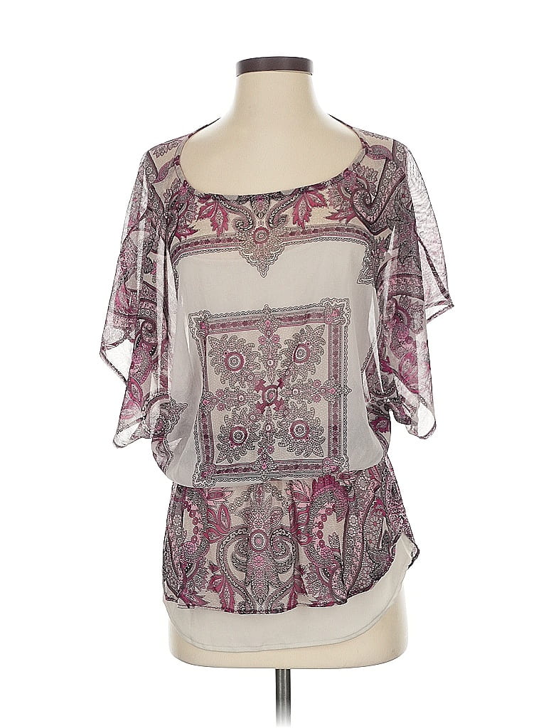 Pre-owned Inc International Concepts Short Sleeve Blouse In Purple