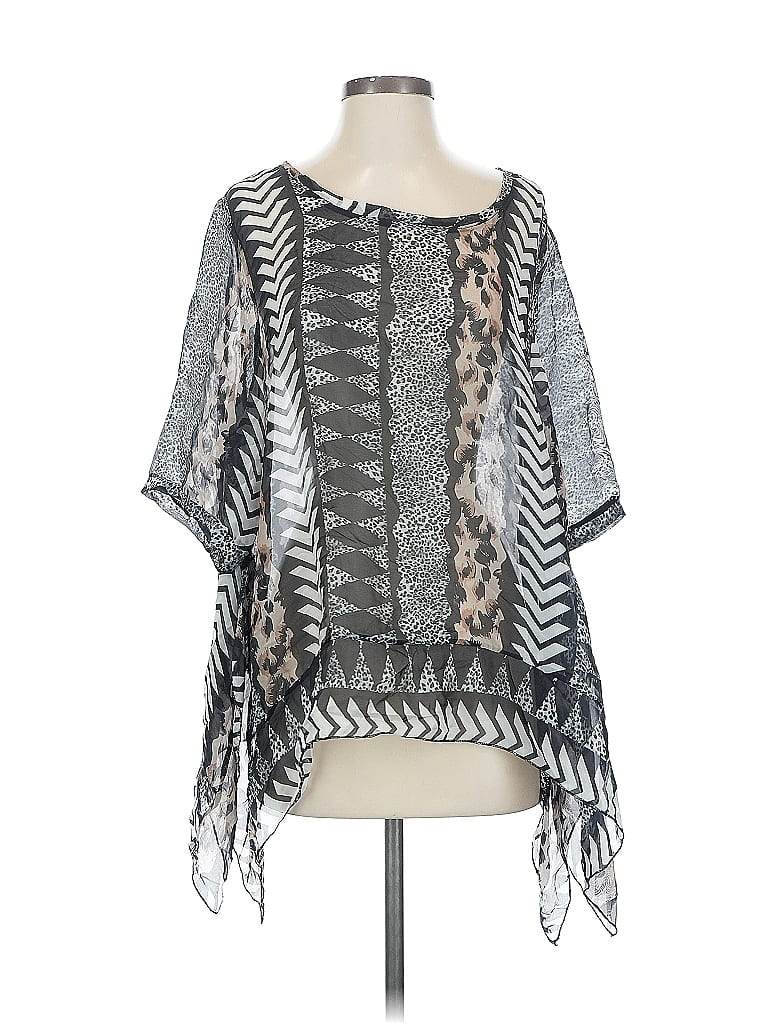 Tempo Paris Short Sleeve Blouse In Gray