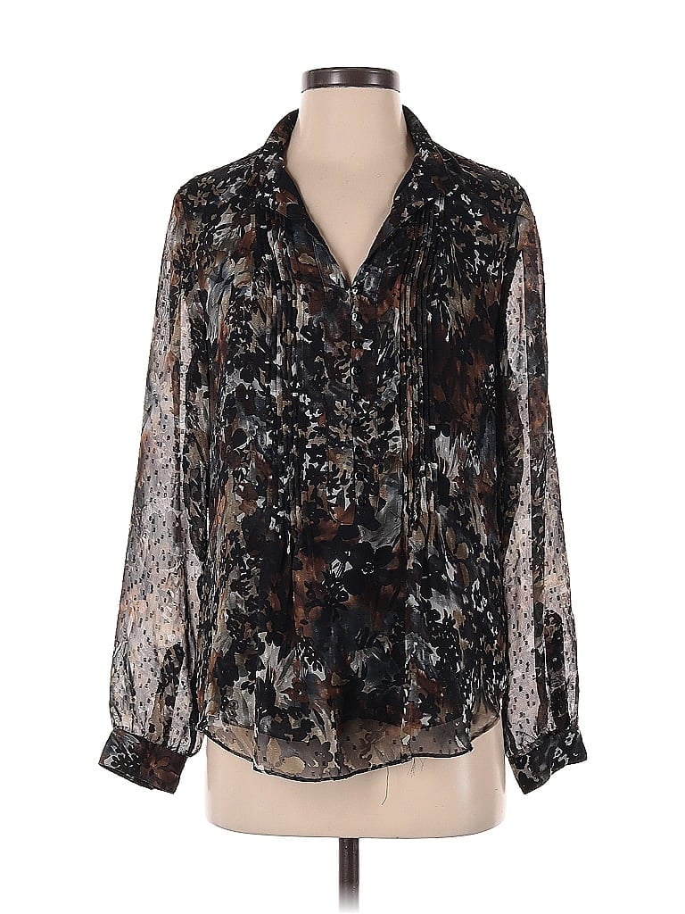 Pre-owned Coldwater Creek Long Sleeve Blouse In Black