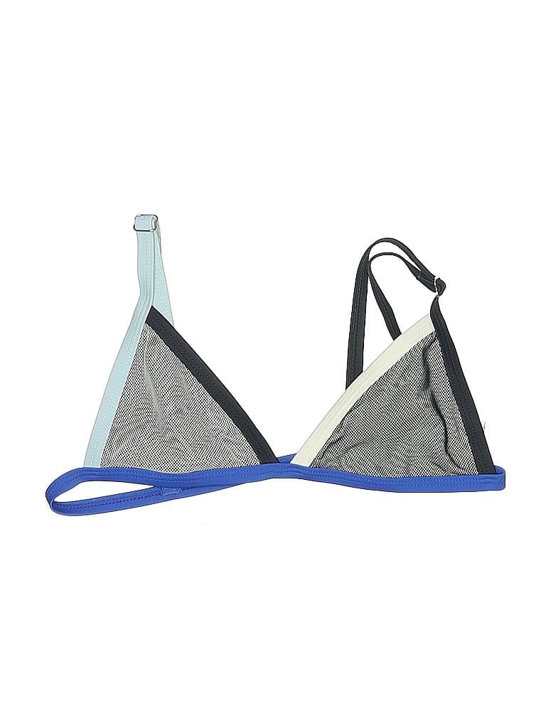 Pre-owned Unbranded Swimsuit Top Blue Color Block Pattern Swimwear