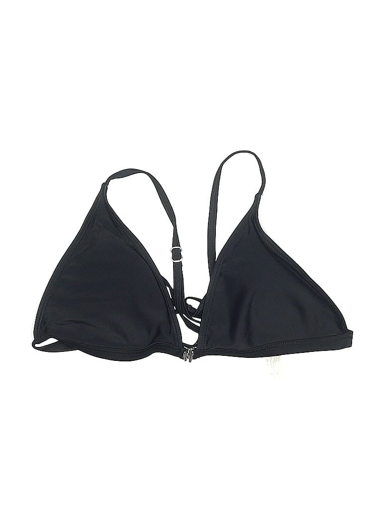 Pre-owned Unbranded Swimsuit Top Black Solid Pattern Swimwear