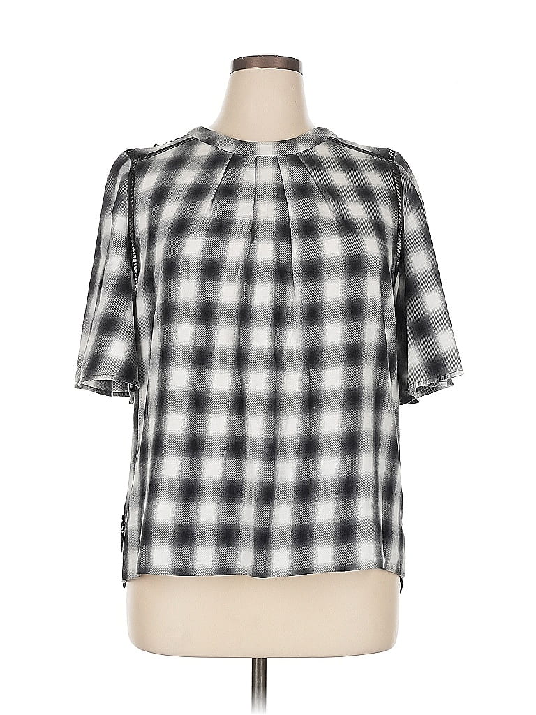 Pre-owned Nordstrom Signature Short Sleeve Blouse In Gray