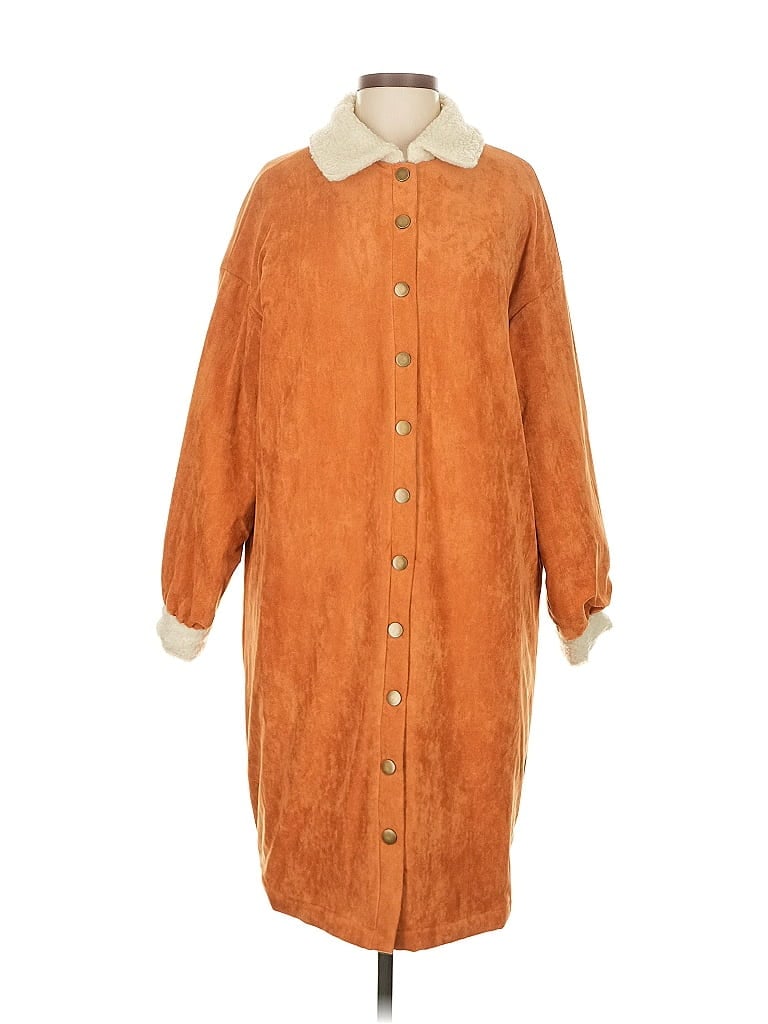 Pre-owned Shein Curve Coat In Orange