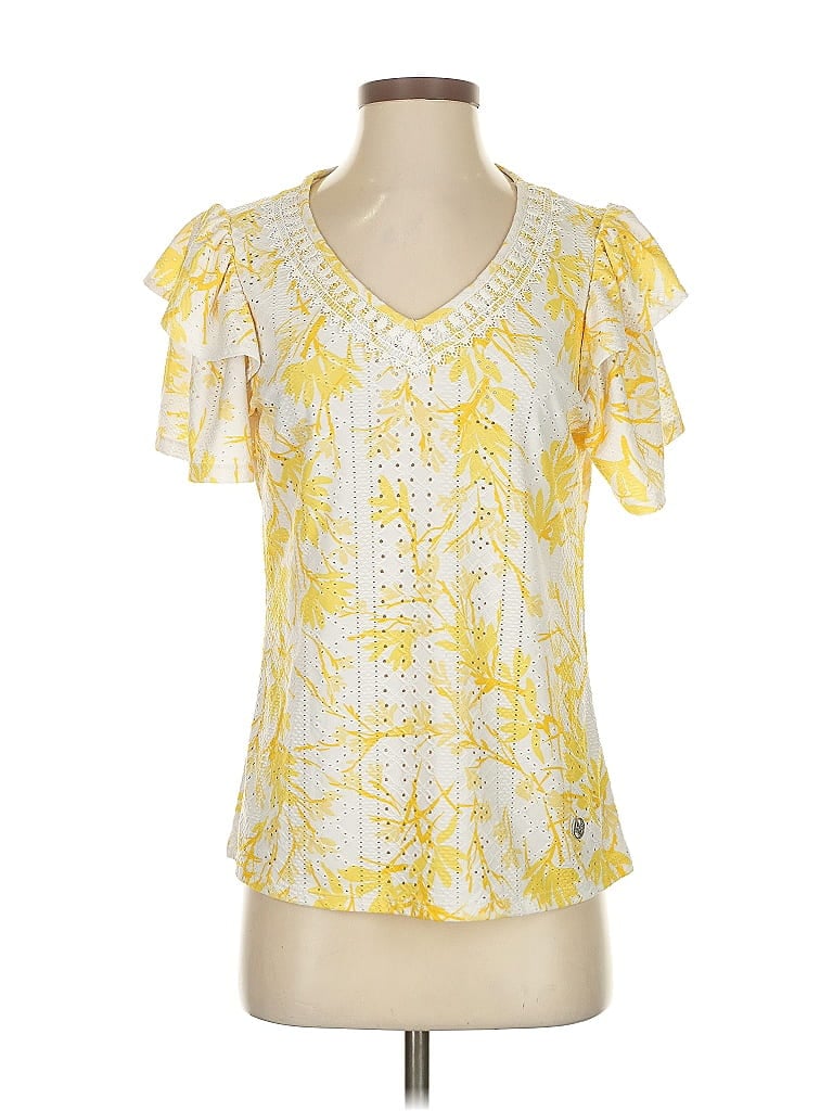 ADRIENNE VITTADINI Pre-owned Short Sleeve Blouse In Yellow