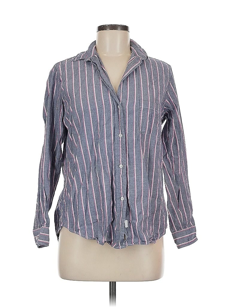 GRAYSON Pre-owned Long Sleeve Button Down Shirt In Gray