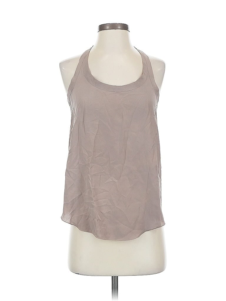 Click to view more detailed imagery on our partner's website Pre-owned Chaser Sleeveless Silk Top Gray Halter Neckline Tops