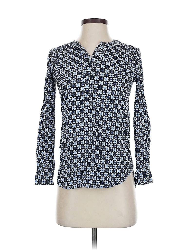 Pre-owned Ann Taylor Loft Outlet Long Sleeve Blouse In Blue