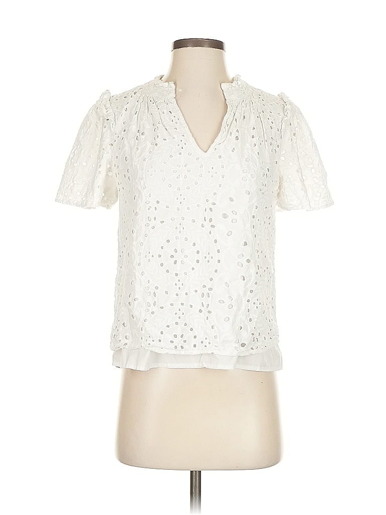 Pre-owned Sugarlips Short Sleeve Blouse In White