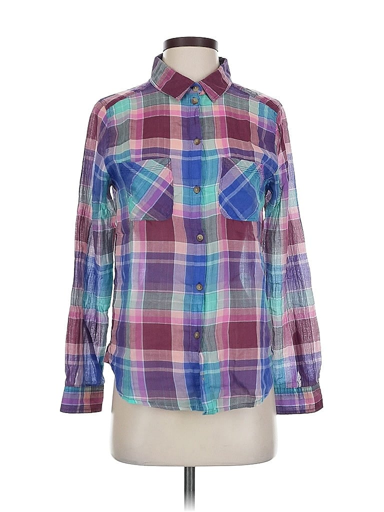 Pre-owned American Eagle Outfitters Long Sleeve Button Down Shirt In Purple