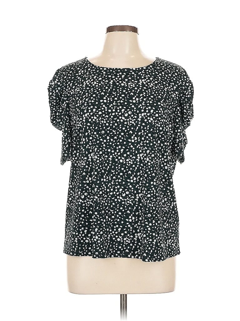 Pre-owned Adrianna Papell Short Sleeve Blouse In Black