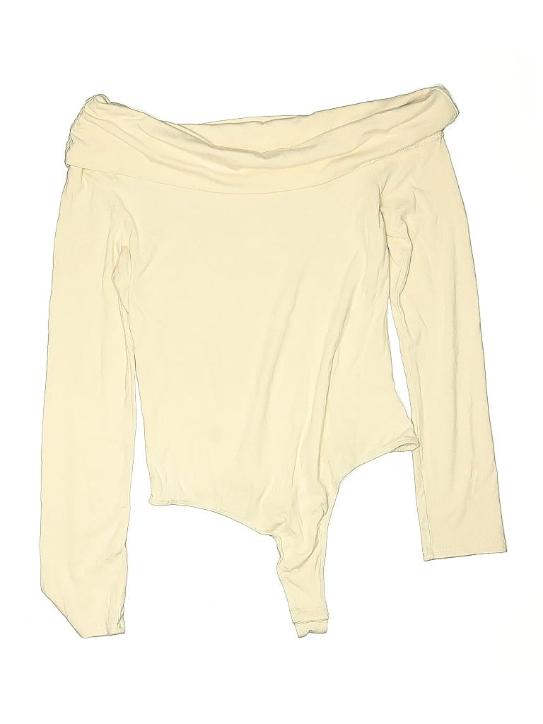 Pre-owned Astr Long Sleeve Top Ivory One Shoulder Neckline Tops In White