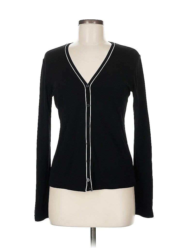 Pre-owned Dkny Long Sleeve Top Black Plunge Neckline Tops