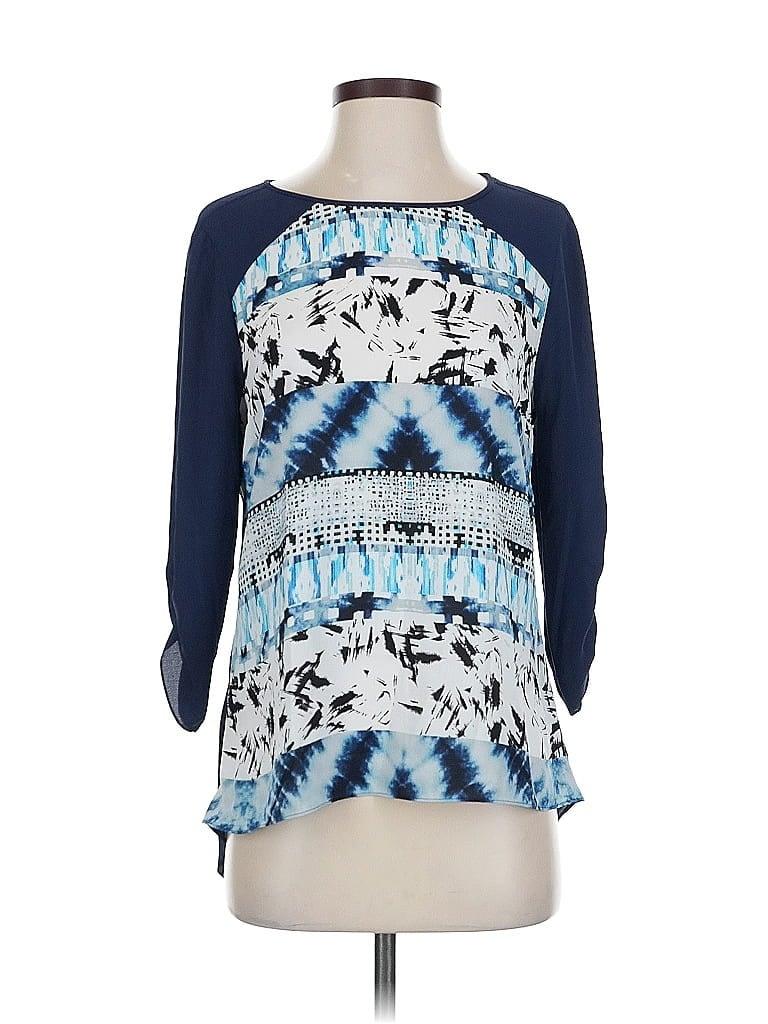 Pre-owned Bcbgmaxazria 3/4 Sleeve Blouse In Blue