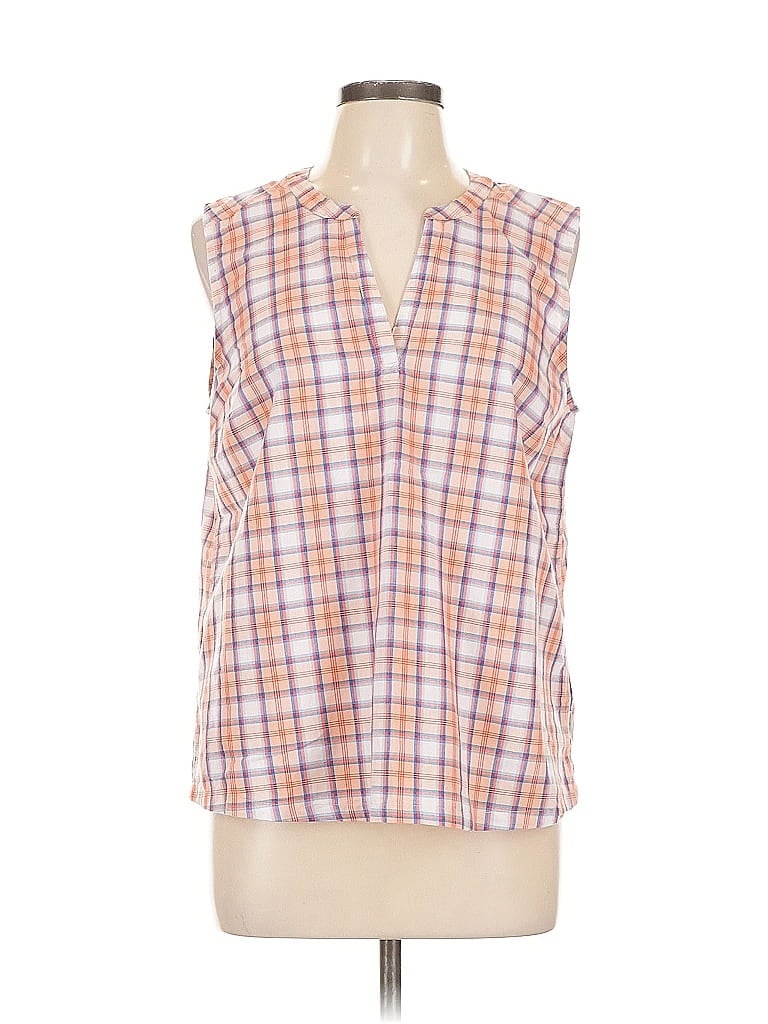 Pre-owned Eddie Bauer Sleeveless Button Down Shirt In Pink