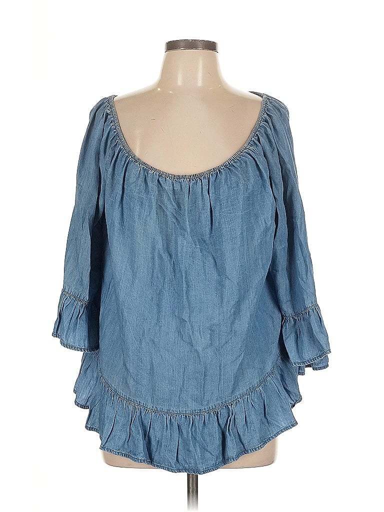 Pre-owned Beachlunchlounge 3/4 Sleeve Blouse In Blue