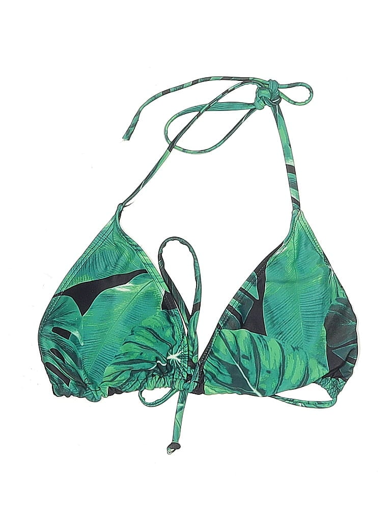 NASTY GAL INC. Pre-owned Swimsuit Top Green Tropical Pattern Swimwear