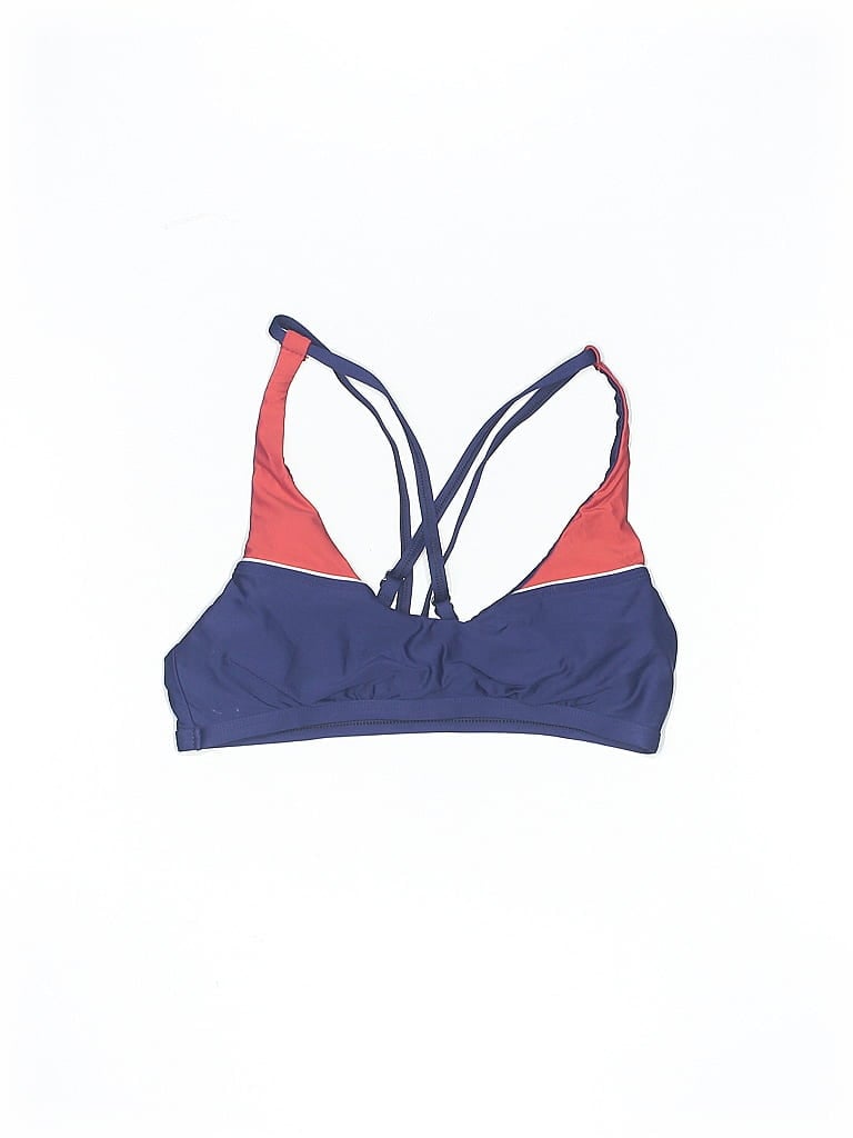 Pre-owned Splendid Swimsuit Top Blue Color Block Pattern Swimwear