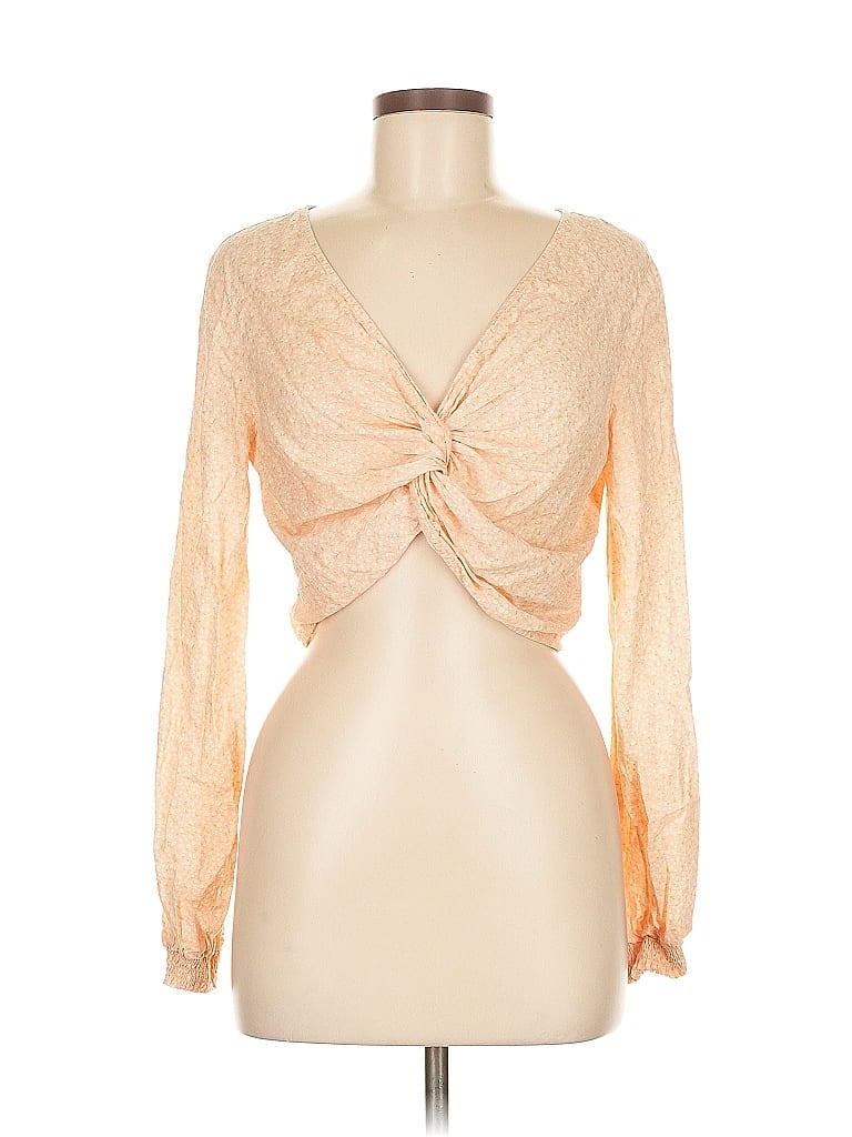 Pre-owned Urban Outfitters Long Sleeve Top Orange Plunge Neckline Tops