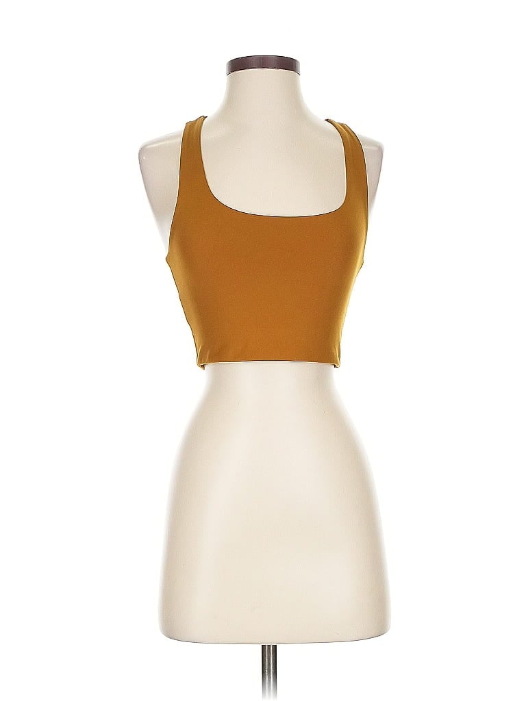 Pre-owned Girlfriend Collective Tank Top Gold Halter Neckline Tops
