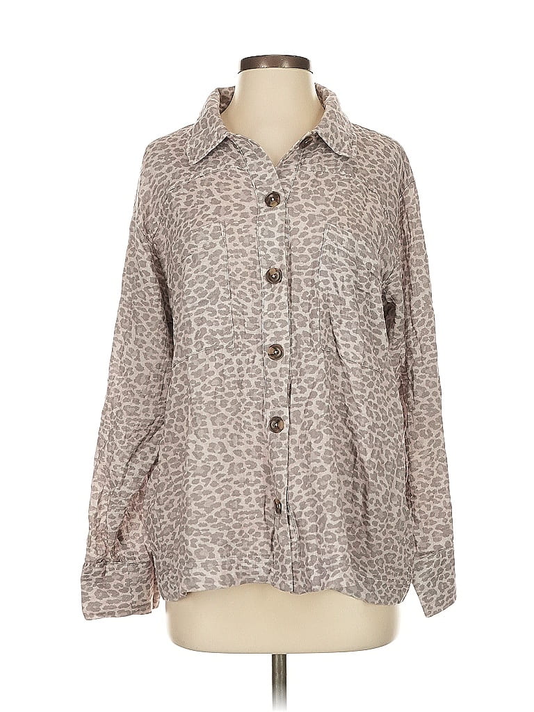 Pre-owned Calme Long Sleeve Button Down Shirt In Brown