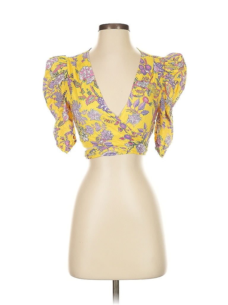 Click to view more detailed imagery on our partner's website Pre-owned Hemant & Nandita Short Sleeve Blouse In Yellow