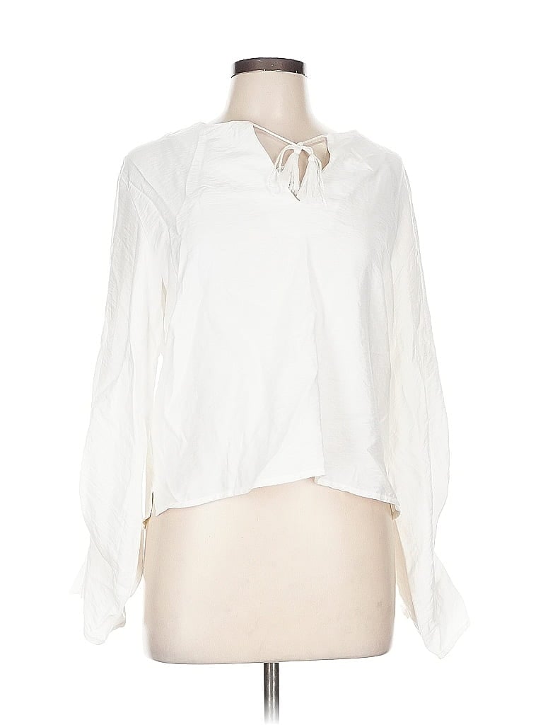 Pre-owned Marc New York Andrew Marc Long Sleeve Blouse In White