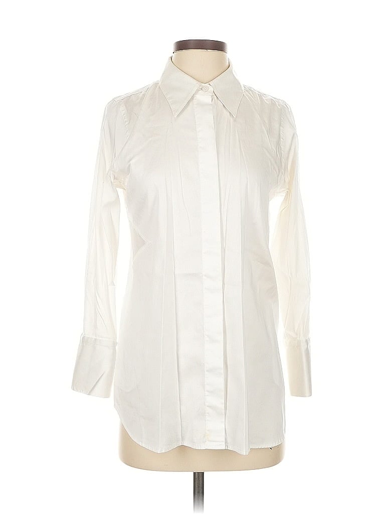 Pre-owned Soft Surroundings Long Sleeve Button Down Shirt In White