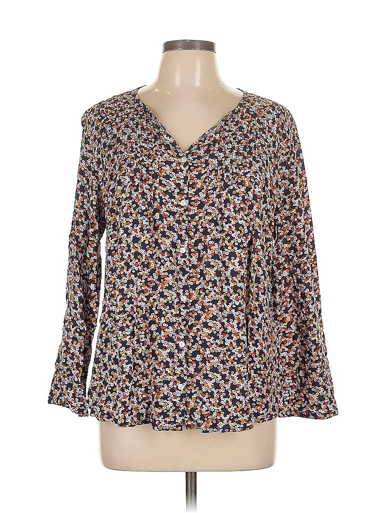 Pre-owned Old Navy 3/4 Sleeve Blouse In Brown