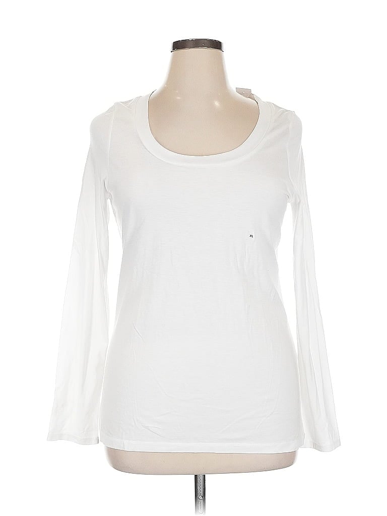 Pre-owned Ann Taylor Loft Long Sleeve T-shirt In White