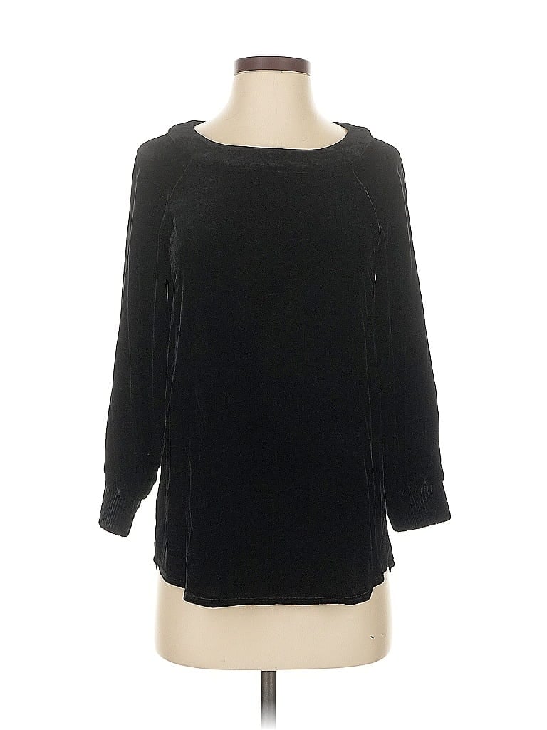 Pre-owned W By Worth 3/4 Sleeve Top Black Boatneck Tops