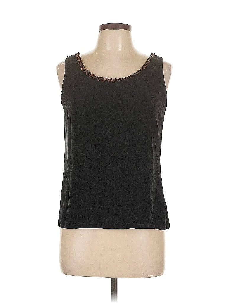 Pre-owned Dana Buchman Sleeveless Silk Top Black Strapless Neckline Tops