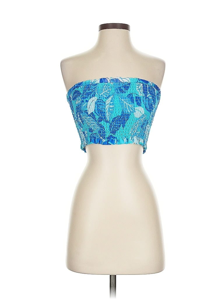 Pre-owned Ramy Brook Sleeveless Top Blue Strapless Neckline Tops