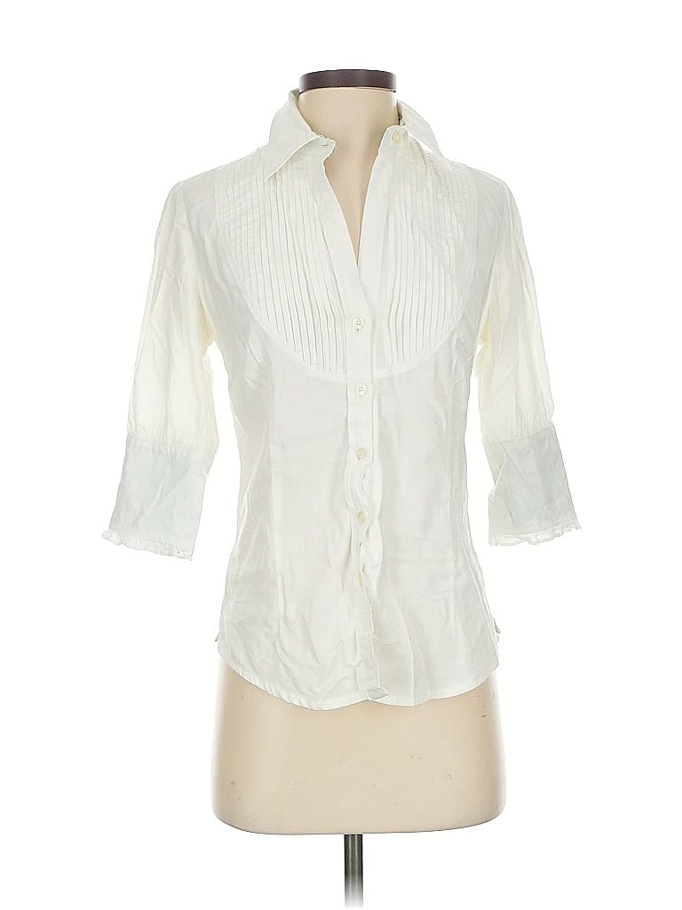 Pre-owned Lilly Pulitzer 3/4 Sleeve Button Down Shirt In White