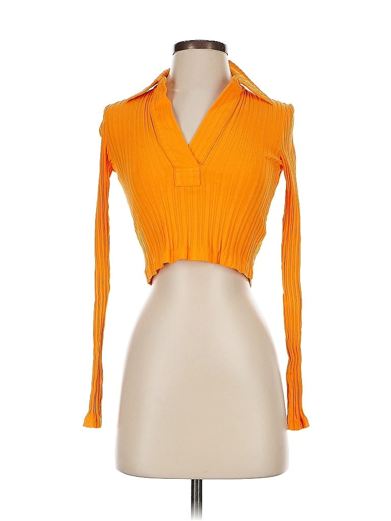 Pre-owned Helmut Lang Long Sleeve Blouse In Orange