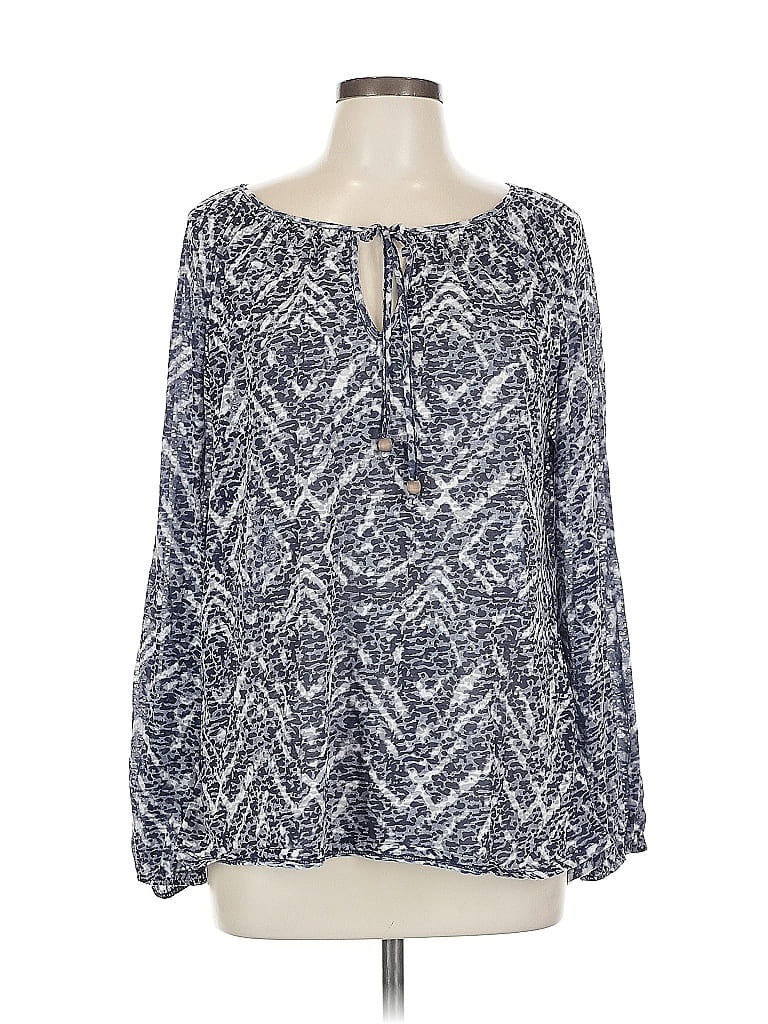 Pre-owned Belldini Long Sleeve Blouse In Blue