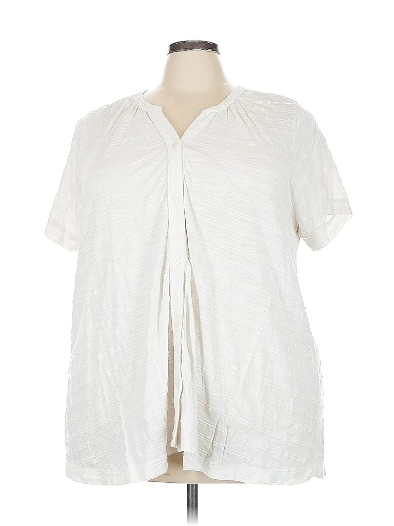 LANE BRYANT Pre-owned Short Sleeve Blouse In White