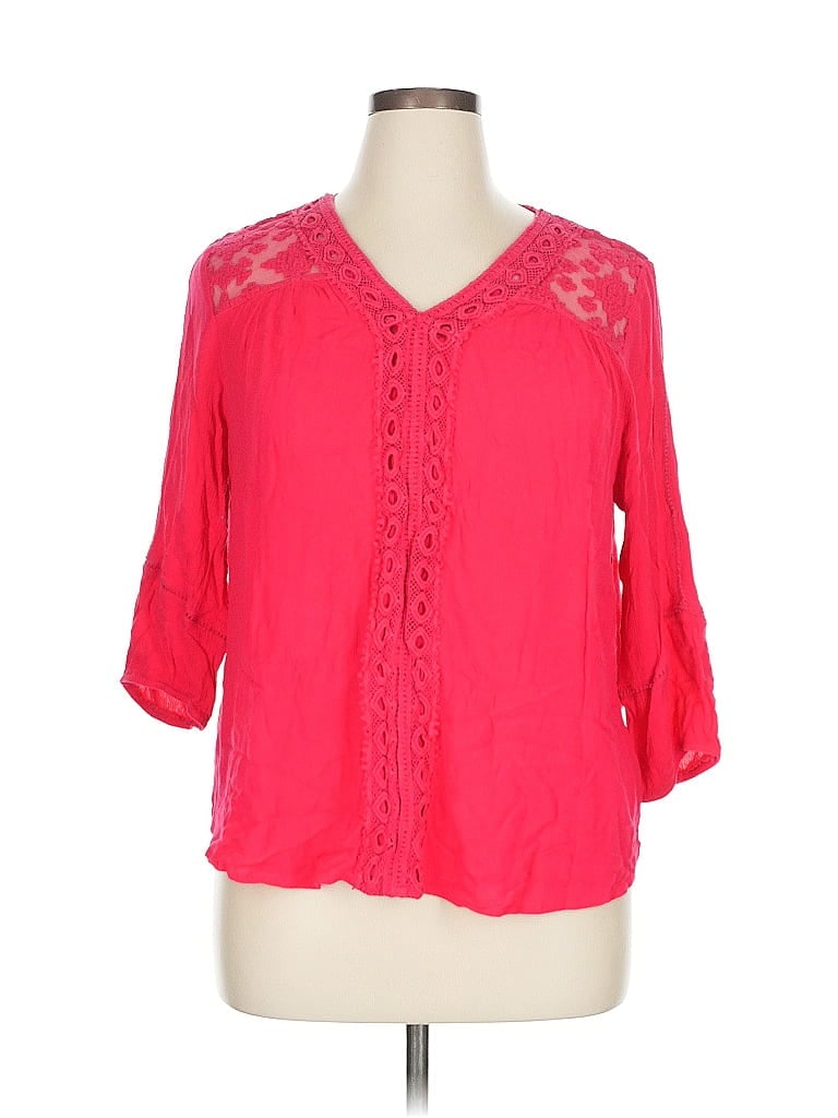 Pre-owned John Paul Richard 3/4 Sleeve Blouse In Pink