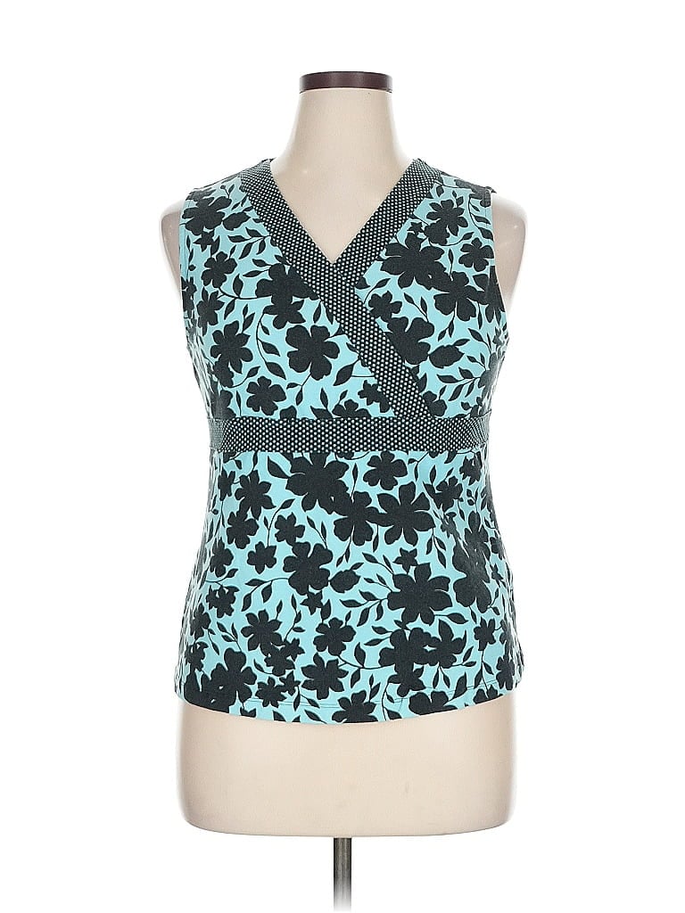 Pre-owned Croft & Barrow Tank Top Teal Plunge Neckline Tops In Blue