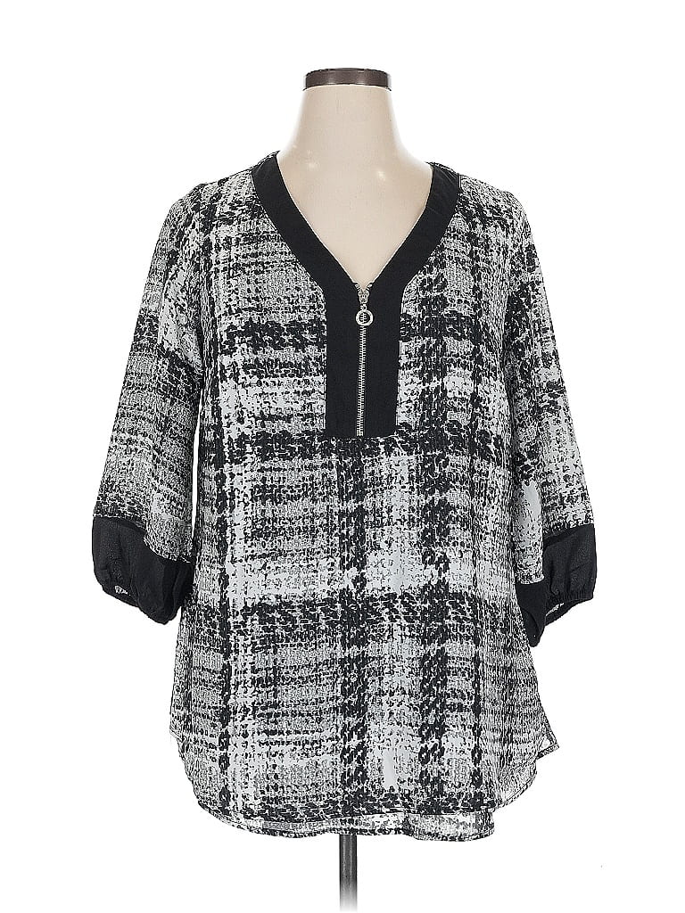 Pre-owned Avenue Studio 3/4 Sleeve Blouse In Gray