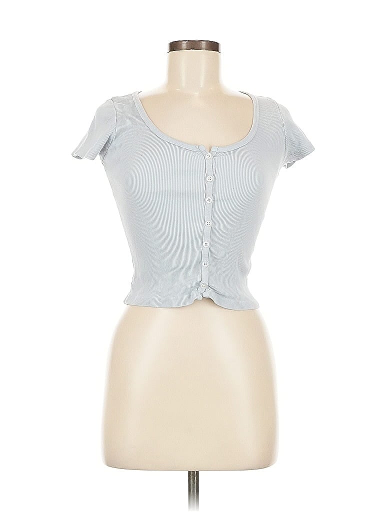 BRANDY MELVILLE Pre-owned Short Sleeve Top Blue Sweetheart Neckline Tops