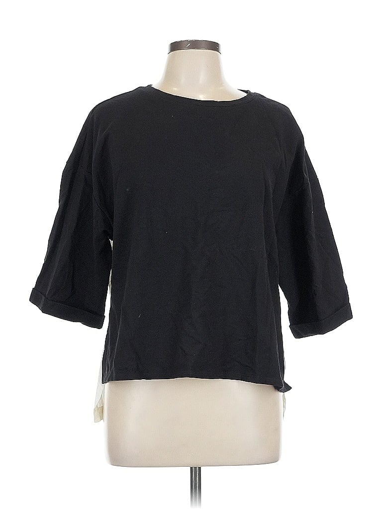 Pre-owned Jules & Leopold 3/4 Sleeve Top Black Crew Neck Tops