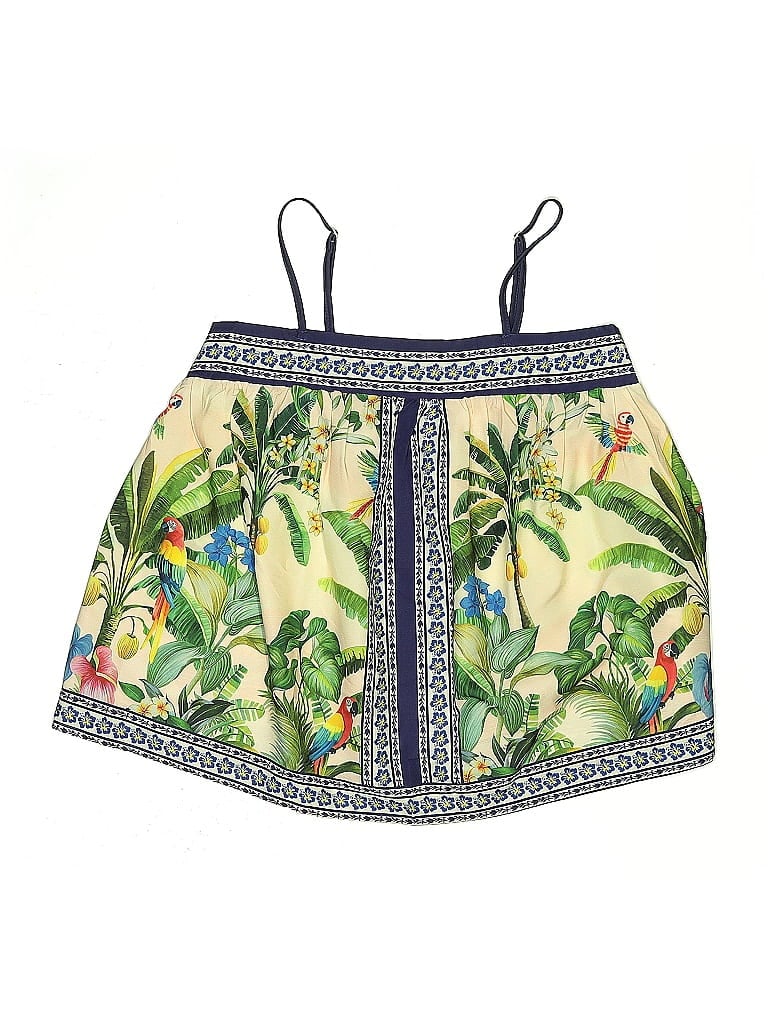 Pre-owned Shein Swimsuit Top Green Tropical Pattern Swimwear