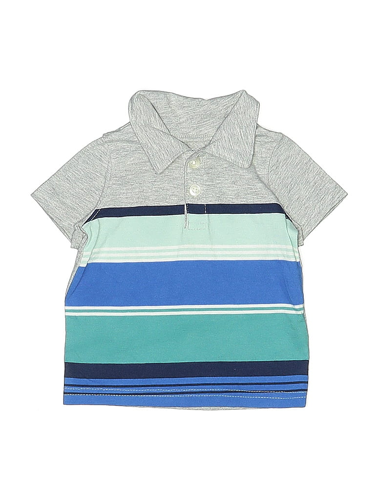 Pre-owned Carter's Babies' Short Sleeve Henley Shirt In Gray