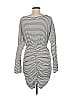 Unbranded 100% Polyester Stripes Gray Casual Dress Size M - photo 2